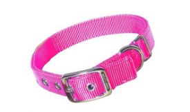 Hamilton Double Thick Nylon Deluxe Dog Collar, 1-inch By 18-inch, Hot Pink