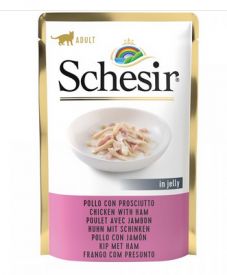 Schesir Cat Chicken Fillets W Ham Pouch
