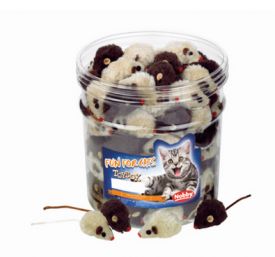 Nobby Toy Box Cat Plush Mouse Brown And Beige 5 Cm