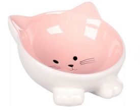 Flamingo Puzi Ceramic Cat Bowl Pink