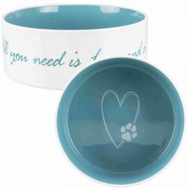 Pets Home Ceramic Bowl Cream Light Blue