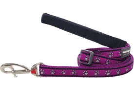 Red Dingo Adjustable Lead Paw Prints Purple