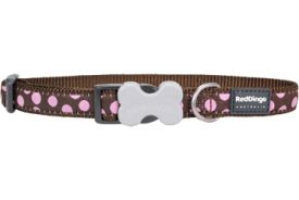 Red Dingo - Pink Spots/brown Dog Collar (20)