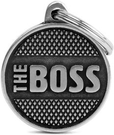 My Family Bronx The Boss Diamonds Circle Id Tag In Antique Silver