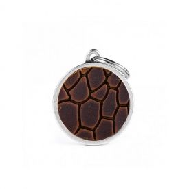 My Family Bronx Tucson Brown Id Tag In Genuine Leather