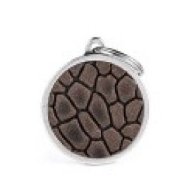 My Family Bronx Tucson Gray Id Tag In Genuine Leather