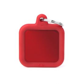 Myfamily Red Aluminium Square Id Tag With Rubber