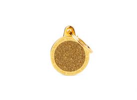 My Family Shine Small Gold Glitter Circle ID Tag