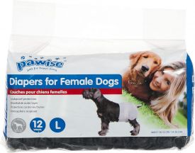 Pawise Black Disposable Diapers For Female Dogs