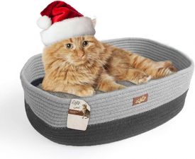 All for Paws Lambswool-Oval Cat Bed Grey