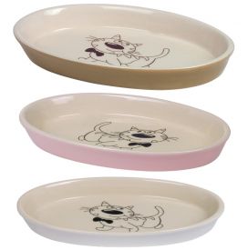 Nobby Cat Ceramic Dish Oval Light Brown/beige 17 X 11 X 2 5 Cm 120 Ml