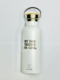  Bamboo Bottle White My Dog Thinks I'm Cool