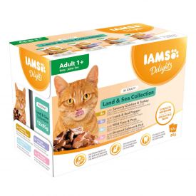 Iams Cat Pouch Land & Sea Collection In Gravy
