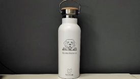 Bamboo Bottle Golden Retriever White