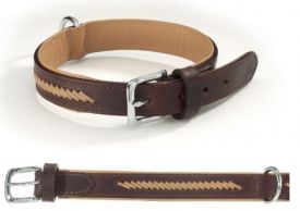 image of Camon Brown Leather Collar With Stiches