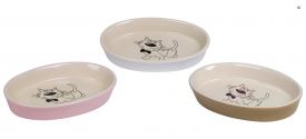 Nobby Cat Ceramic Dish Oval Pink/beige 17 X 11 X 2.5 Cm 120 Ml