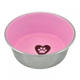 Stainless Steel Anti Slip Pink Paw Bowl