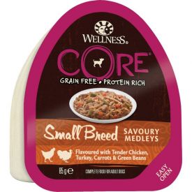 Wellness Core Wet Dog Adult Savoury Medleys Small Breed Chicken Turkey Carrots  Green Beans 