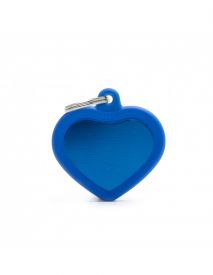 Myfamily Blue Heart With Rubber Nametag