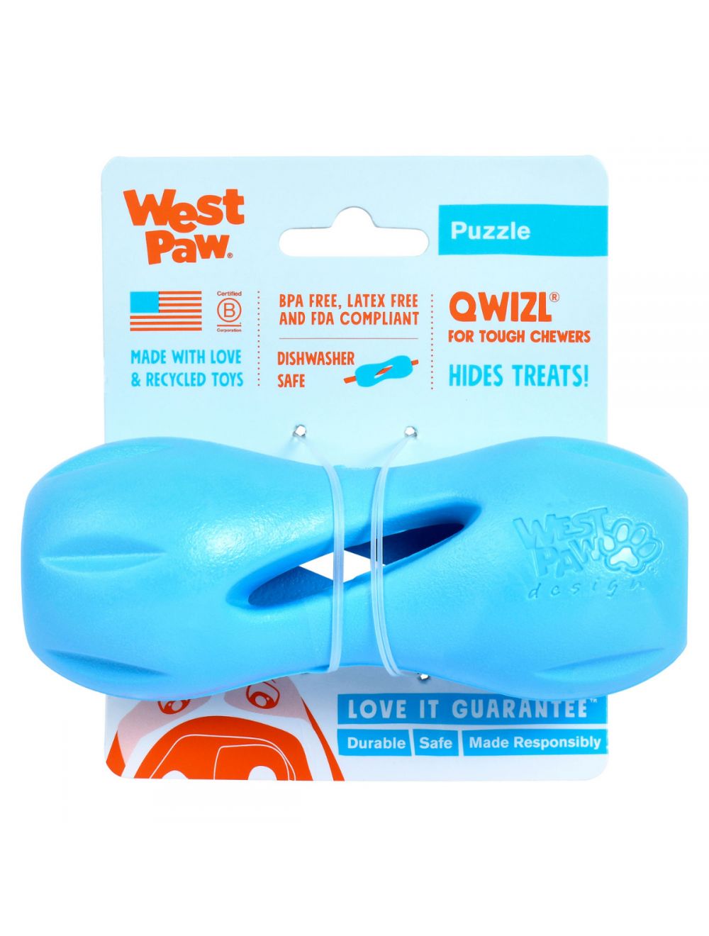 West Paw Qwizl Treat Toy Aqua Blue (Small)